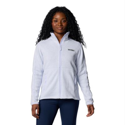 Columbia Women's Sweater Weather Full Zip II, Snowdrift/Blue Hint Heather, X-Large