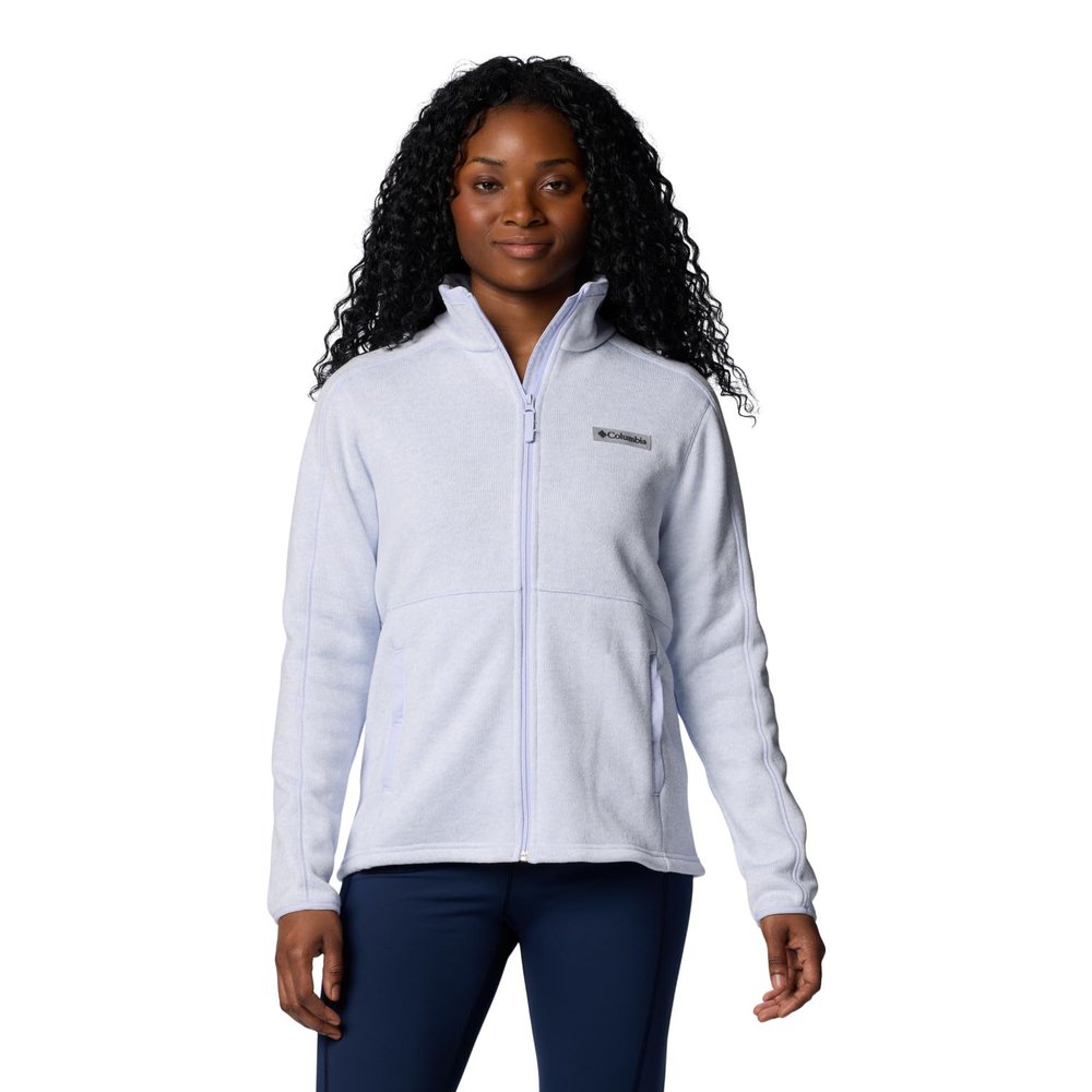 Columbia Women's Sweater Weather Full Zip II, Snowdrift/Blue Hint Heather, X-Large