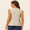 Allegra K Cotton Linen Vest for Women's Casual V Neck Button Down Sleeveless Jacket X-Large Beige view 3