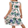 MOLERANI Women Summer Dresses Sleeveless Casual Loose Swing Button Down Midi Dress with Pockets(White Pink Flowers,2XL) view 2