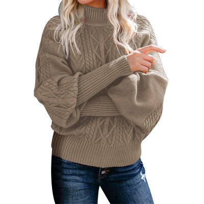 2023 Special Deals Oversized Sweater for Women Loose Fit Spooky Season Sweatshirt Chenille Sweater Women Turtleneck Tunic Tops for Women Turtleneck Tunic Tops for Women Deals of The Day Khaki