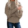 2023 Special Deals Oversized Sweater for Women Loose Fit Spooky Season Sweatshirt Chenille Sweater Women Turtleneck Tunic Tops for Women Turtleneck Tunic Tops for Women Deals of The Day Khaki view 1