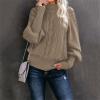 2023 Special Deals Oversized Sweater for Women Loose Fit Spooky Season Sweatshirt Chenille Sweater Women Turtleneck Tunic Tops for Women Turtleneck Tunic Tops for Women Deals of The Day Khaki view 2