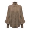2023 Special Deals Oversized Sweater for Women Loose Fit Spooky Season Sweatshirt Chenille Sweater Women Turtleneck Tunic Tops for Women Turtleneck Tunic Tops for Women Deals of The Day Khaki view 3