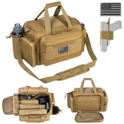 DBTAC Gun Case Bag Upgraded Specialist | Tactical 3+ Pistol Bag Firearm Shooting Case with Water Bottle Holder & Lockable Zippers for Shooting Range Outdoor Hunting (Brown)