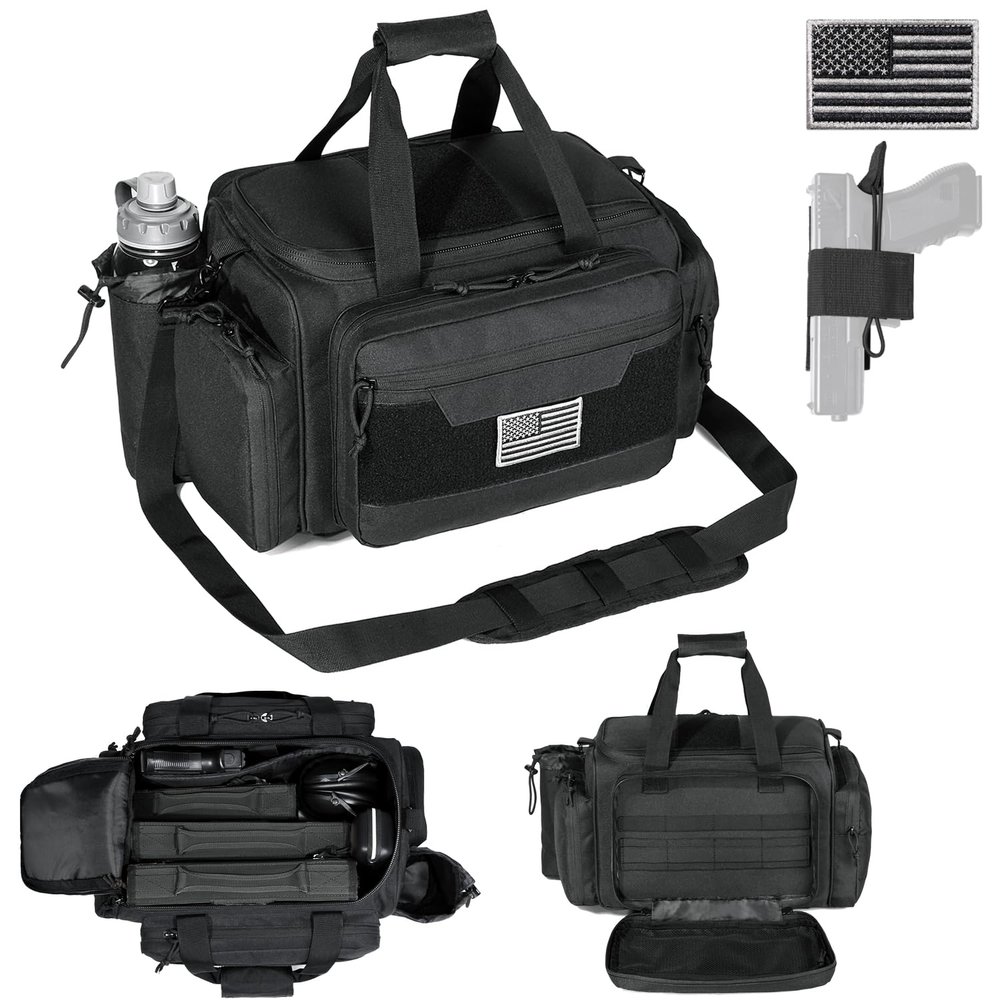 DBTAC Gun Case Bag Upgraded Specialist | Tactical 3+ Pistol Bag Firearm Shooting Case with Water Bottle Holder & Lockable Zippers for Shooting Range Outdoor Hunting (Black)