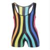 Alvivi Mens Muscle Tank Top Wrestling Singlet Striped Jumpsuit Bodysuit Fitness Workout Activewear Rainbow Small view 1