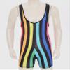 Alvivi Mens Muscle Tank Top Wrestling Singlet Striped Jumpsuit Bodysuit Fitness Workout Activewear Rainbow Small view 2