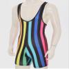 Alvivi Mens Muscle Tank Top Wrestling Singlet Striped Jumpsuit Bodysuit Fitness Workout Activewear Rainbow Small view 3