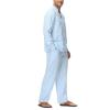 Lamgool Mens 2 Pieces Cotton Linen Set Long Sleeve Shirts Casual Drawstring Yoga Pants Summer Beach Wedding Outfits(Light Blue,M) view 3