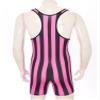 Alvivi Mens Muscle Tank Top Wrestling Singlet Striped Jumpsuit Bodysuit Fitness Workout Activewear Hot Pink Large view 4