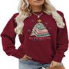 ESIKAH All Booked For Christmas Sweatshirt Funny Christmas Sweatshirt Holiday Xmas Shirt Women Crewneck Reading Pullover Tops Wine Red view 1