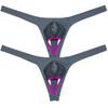 Jaxu Men's Spandex Bulge Pouch Thong Underwear Ball Out Bikini T-back Shiny Solid Tangas 2-Pairs(Dark Gray) XL view 1