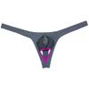 Jaxu Men's Spandex Bulge Pouch Thong Underwear Ball Out Bikini T-back Shiny Solid Tangas 2-Pairs(Dark Gray) XL view 3