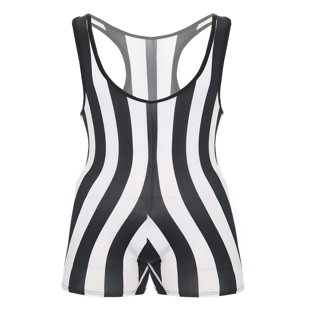 Alvivi Mens Muscle Tank Top Wrestling Singlet Striped Jumpsuit Bodysuit Fitness Workout Activewear Black Small