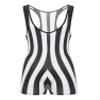 Alvivi Mens Muscle Tank Top Wrestling Singlet Striped Jumpsuit Bodysuit Fitness Workout Activewear Black Small view 1