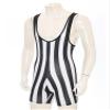 Alvivi Mens Muscle Tank Top Wrestling Singlet Striped Jumpsuit Bodysuit Fitness Workout Activewear Black Small view 3