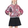 LOLANTA Sequin Jackets for Girls Kids Bomber Jacket with Pockets, Fall Coat for Girls Glitter Outfits (Pink, 4-5) view 1
