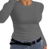 Afibi Women Ribbed Long Sleeve Crew Neck Slim Fit Stretchy Basic T Shirts Tops (X-Small, Grey) view 2