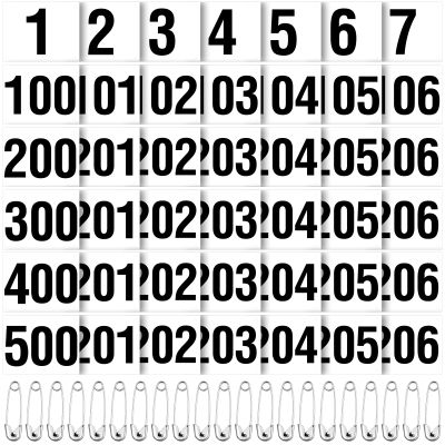 Hanaive 500 Pieces Running Bib Numbers with Safety Pins for Marathon Sports Competition Events Tearproof Waterproof, 6 x 7.5 Inch (1-500 Number)