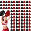 100 Pcs Cheerleading Pom Poms Metallic Foil Cheer Pompoms with Plastic Handle Cheerleader Pompoms Spirit Fun for Cheer Squad Dancing Party Performance Game Ball Sports Team(Black, Red) view 1