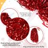 100 Pcs Cheerleading Pom Poms Metallic Foil Cheer Pompoms with Plastic Handle Cheerleader Pompoms Spirit Fun for Cheer Squad Dancing Party Performance Game Ball Sports Team(Black, Red) view 3