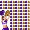 100 Pcs Cheerleading Pom Poms Metallic Foil Cheer Pompoms with Plastic Handle Cheerleader Pompoms Spirit Fun for Cheer Squad Dancing Party Performance Game Ball Sports Team(Gold, Purple) view 1