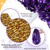 100 Pcs Cheerleading Pom Poms Metallic Foil Cheer Pompoms with Plastic Handle Cheerleader Pompoms Spirit Fun for Cheer Squad Dancing Party Performance Game Ball Sports Team(Gold, Purple) view 3