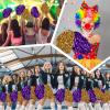 100 Pcs Cheerleading Pom Poms Metallic Foil Cheer Pompoms with Plastic Handle Cheerleader Pompoms Spirit Fun for Cheer Squad Dancing Party Performance Game Ball Sports Team(Gold, Purple) view 4