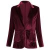 AFAVOM Women Blazers for Work Long Sleeve Jackets Office Velvet Suit Business Winter Open Front Coat Outerwear Solid Color Cardigans Top 1 Button Shawl Lapel Casual Blazer Suit with Pockets Wine S view 1