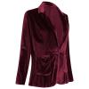 AFAVOM Women Blazers for Work Long Sleeve Jackets Office Velvet Suit Business Winter Open Front Coat Outerwear Solid Color Cardigans Top 1 Button Shawl Lapel Casual Blazer Suit with Pockets Wine S view 2