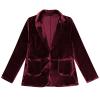 AFAVOM Women Blazers for Work Long Sleeve Jackets Office Velvet Suit Business Winter Open Front Coat Outerwear Solid Color Cardigans Top 1 Button Shawl Lapel Casual Blazer Suit with Pockets Wine S view 4