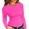 Afibi Women Ribbed Long Sleeve Crew Neck Slim Fit Stretchy Basic T Shirts Tops (X-Small, Coral) view 1