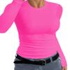 Afibi Women Ribbed Long Sleeve Crew Neck Slim Fit Stretchy Basic T Shirts Tops (X-Small, Coral) view 2