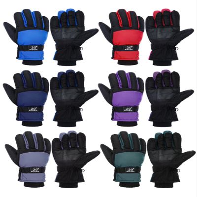 Bencailor 6 Pairs Kids Winter Gloves Waterproof Ski Glove Boy Girl Warm Snow Snowboard Mittens for Cold Unisex(Red Green Blue Purple Gray Dark Blue,10-15 Years,Simple,Solid Color)