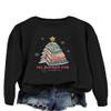 ESIKAH All Booked For Christmas Sweatshirt Funny Christmas Sweatshirt Holiday Xmas Shirt Women Crewneck Reading Pullover Tops Black view 2