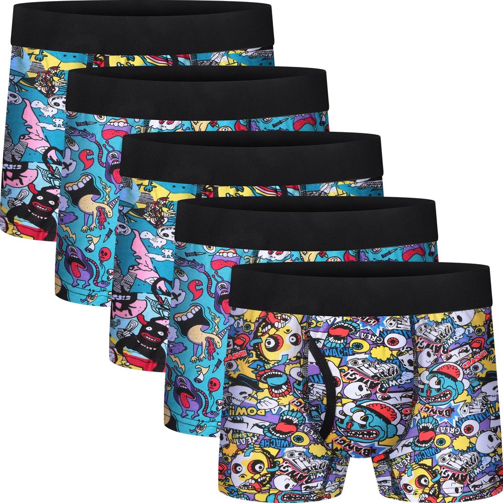 Boys Boxer Briefs Cotton Big Boys Underwear Breathable Soft Mesh Performance Sport Boxers Briefs with Fly 5 Pack 18-20
