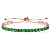 Uloveido Rose Gold Plated Created Emerald Tennis Bracelet for Women - Fashion Adjustable Green Stone Bolo Bracelet for Girlfriend Mother Y4043 view 1