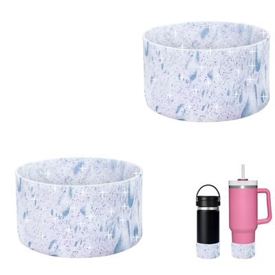 2 Pack Protective Glitter Silicone Boot for Stanley IceFlow 20-40oz & Hydro Flask Water Bottle 12-24oz Reduces Dents Silicone Water Bottle Bottom Cover Sleeve Compatible with Stanley(S,Grey Purple)
