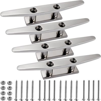 SHENGHUISS Boat Open Base Cleat 316 Stainless Steel Mooring Dock Cleat for Boat,Deck,Hook (5 inch 4 Pack)