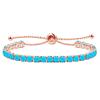 Uloveido Fashion Synthetic Turquoise Tennis Bracelets for Women Rose Gold Color, Light Blue Crystal Bolo Bracelets for Mom Birthday Gift, Bracelet Jewelry for Wedding Y4043 view 1