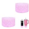 2 Pack Protective Glitter Silicone Boot for Stanley IceFlow 20-40oz & Hydro Flask Water Bottle 12-24oz Reduces Dents Silicone Water Bottle Bottom Cover Sleeve Compatible with Stanley(S, Pink) view 1