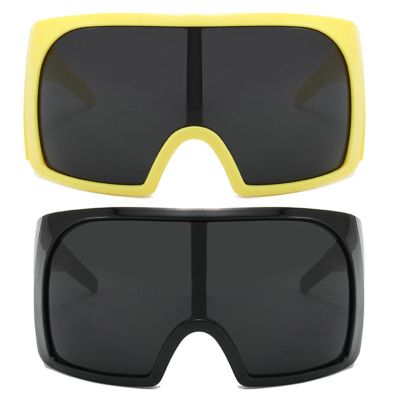 helena Oversized Sunglasses for Women Men Futuristic Shield Wrap Around Sun Shades Fashion Vintage Y2K Shield Sunglasses (black+yellow)