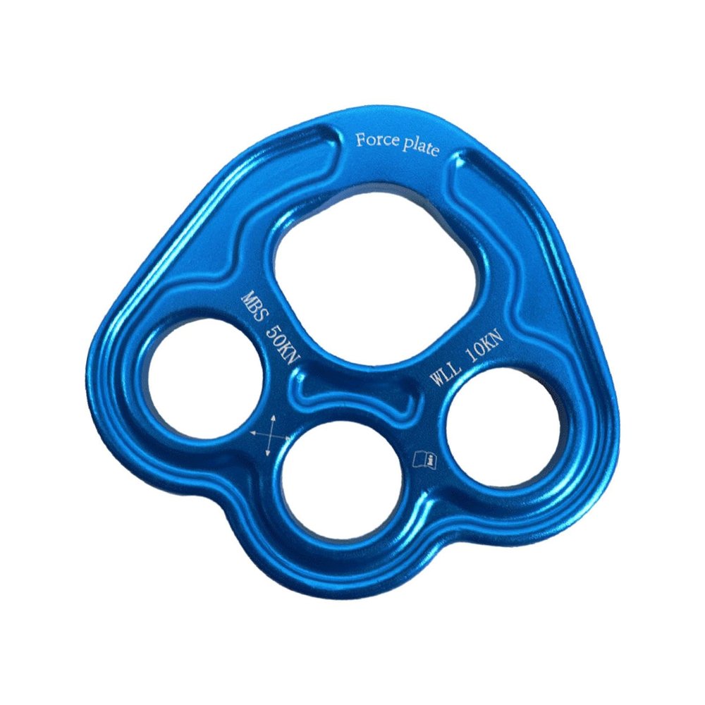 Paw Rigging Plate Multi Anchor Plate Metal Portable Lightweight Rope Bearing Anchors Climbing Equipment Force Divider Plate, Blue