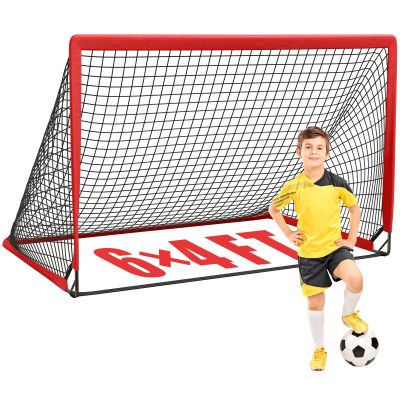 KTRIO 6x4 ft Soccer Goal for Backyard, Portable Soccer Net, Large Foldable Soccer Goals with Carry Bag for Kids Youth Teens Sports, Red 2pack