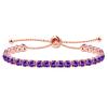 Uloveido Rose Gold Plated Purple Cubic Zirconia Adjustable Bolo Clasp Tennis Bracelet for Women Birthday Bracelet Gift Y4043 view 1
