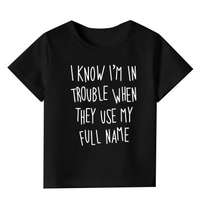 Kids Toddler Baby Unisex Spring Summer Letter Print Cotton Short Sleeve Tshirt Clothes Girls Size 16 Clothes (Black, 1-2 Years)