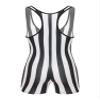 TiaoBug Men's One Piece Swimsuit Bikini Striped Wrestling Singlet Bodysuit Jumpsuit Sportwear Black 3X-Large view 4
