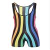 YiZYiF Men Striped Wrestling Singlet Boxer Bodysuit Weight Lifting Leotard Romper One Piece Sportswear Rainbow X-Large view 3
