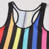 YiZYiF Men Striped Wrestling Singlet Boxer Bodysuit Weight Lifting Leotard Romper One Piece Sportswear Rainbow X-Large view 4